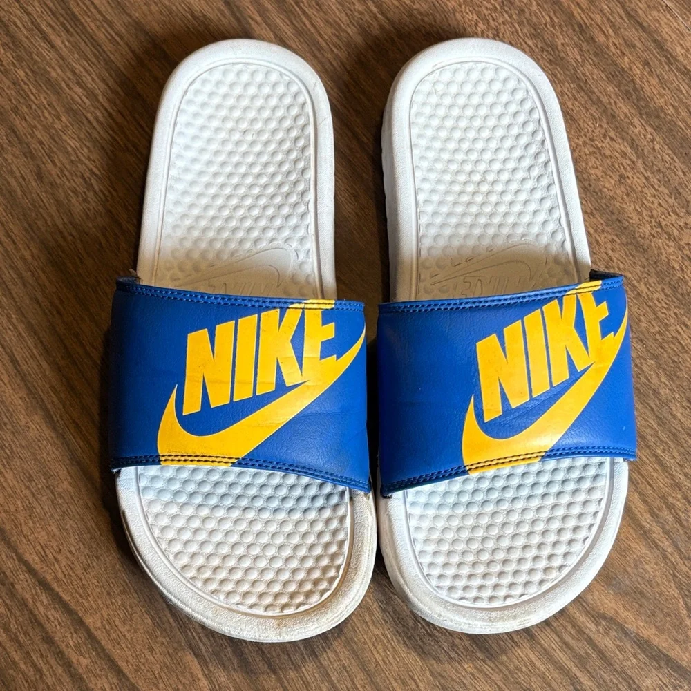 Nike Size 8 Benassi Jdi Blue Yellow Slides